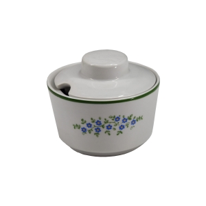 Musztardniczka porcelanowa dekorowana